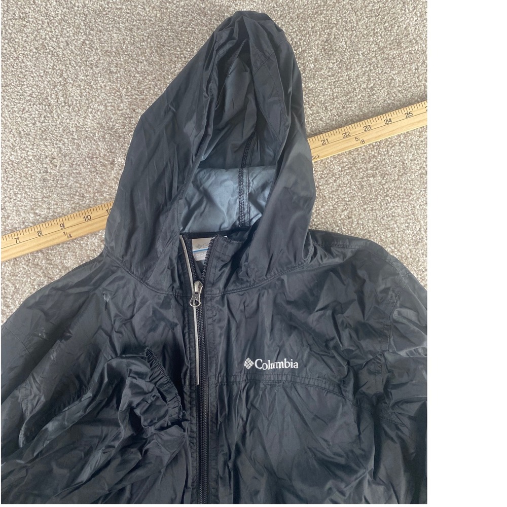 Columbia Kids XL 18/20 Black Hooded Windbreaker Jacket Mesh Lined Zip 1574731